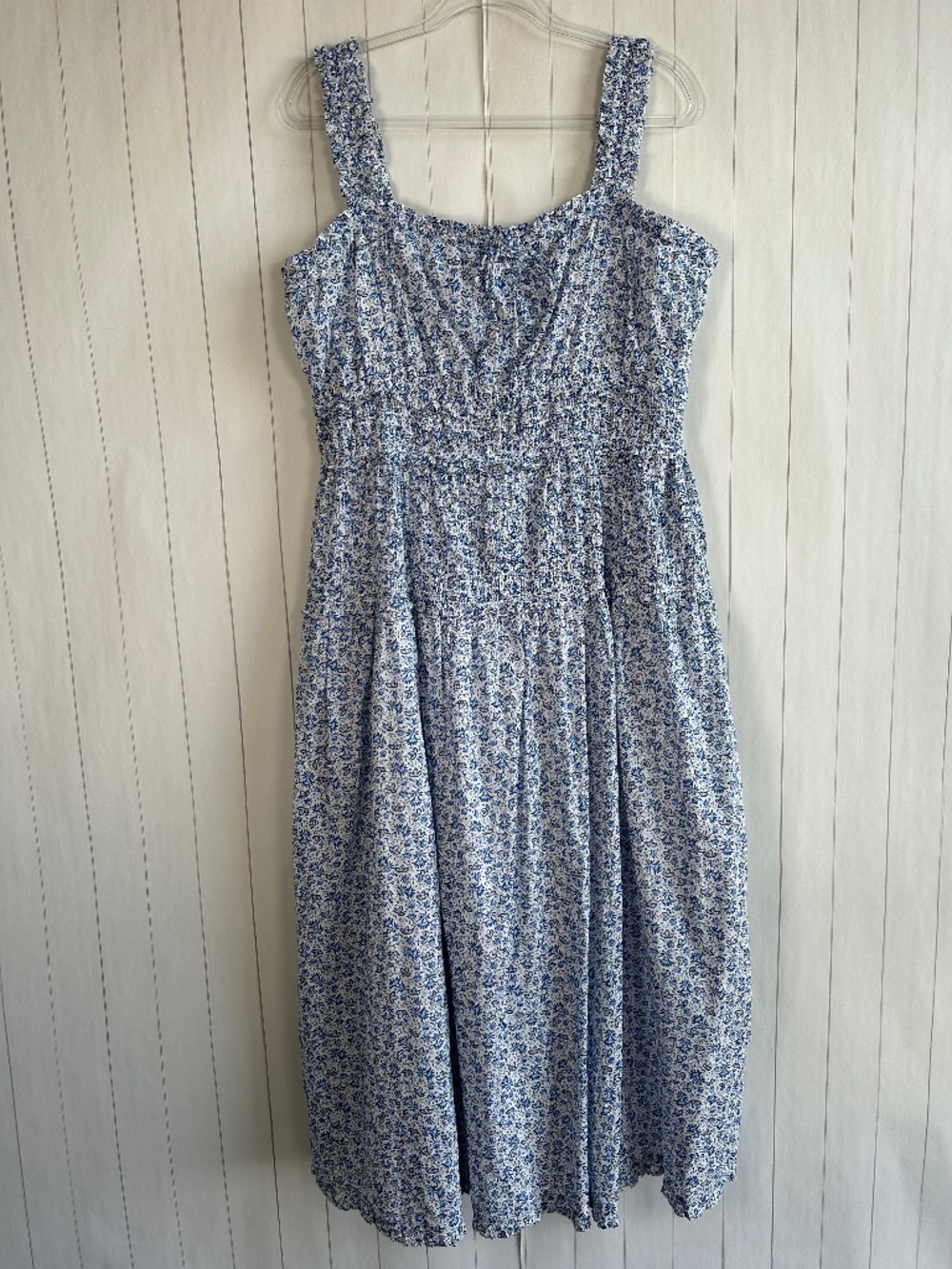 Doen X Gap size XL midi dress blue floral square neck cottagecore cotton NEW